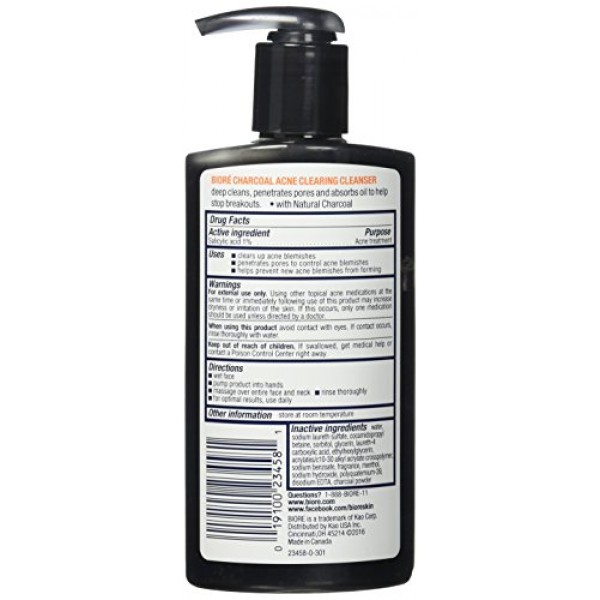 Bioré Charcoal Acne Clearing Cleanser for Oily Skin 6.77oz