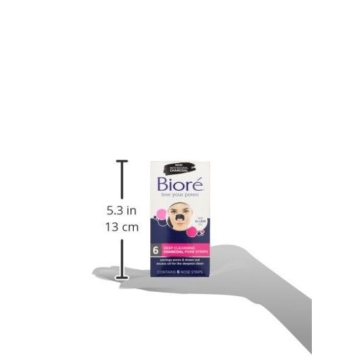 Biore Deep Cleansing Charcoal Pore Strips for Nose, 6 Count