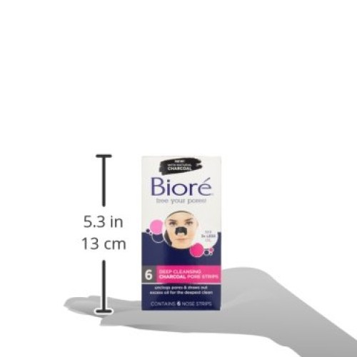 Biore Deep Cleansing Charcoal Pore Strips for Nose, 6 Count