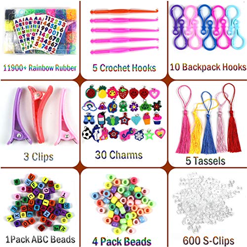12000+ Rainbow Rubber Bands Refill Kit for Birthday Gift 28 Assort...