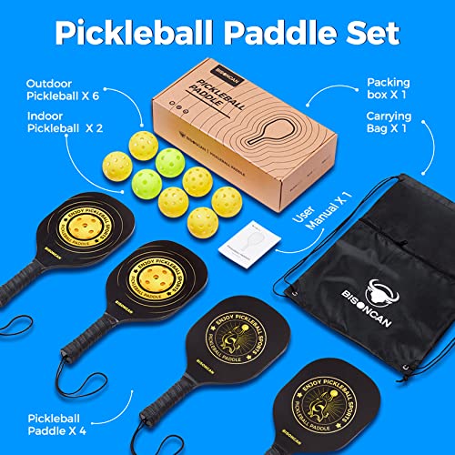 BISONCAN Pickleball Paddles - Pickleball Balls Set, Pickleball Rac...