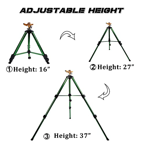 Biswing Impact Sprinkler Head on Tripod Base, Heavy Duty Lawn Spri...