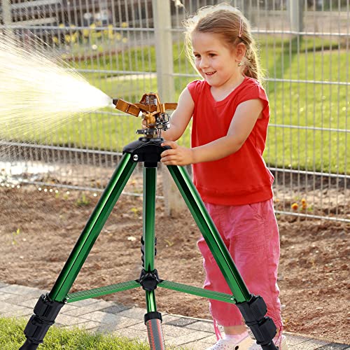 Biswing Impact Sprinkler Head on Tripod Base, Heavy Duty Lawn Spri...