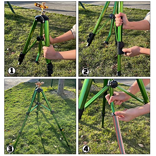 Biswing Impact Sprinkler Head on Tripod Base, Heavy Duty Lawn Spri...