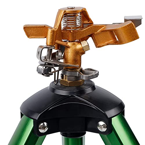 Biswing Impact Sprinkler Head on Tripod Base, Heavy Duty Lawn Spri...