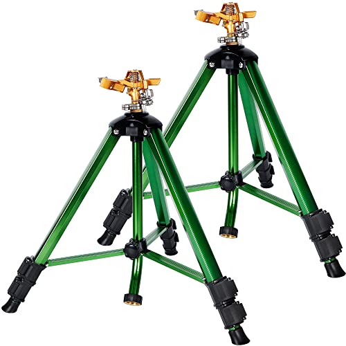 Biswing Impact Sprinkler Head on Tripod Base, Heavy Duty Lawn Spri...