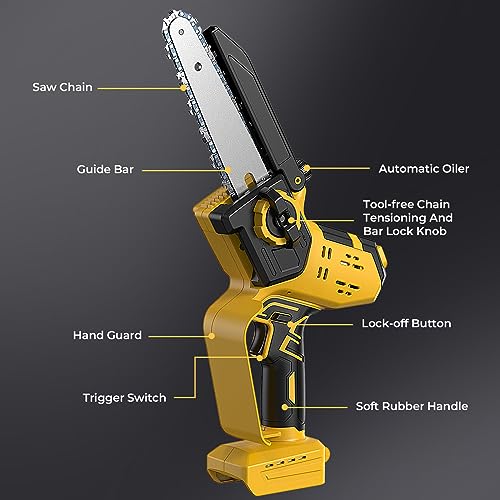Mini Chainsaw for Dewalt Battery 20V MAX, Auto-Oiler, 8-Inch and 6...