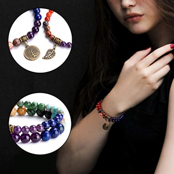 Natural Semi Precious Gemstone Beads Bracelet for Women - Tree of ...