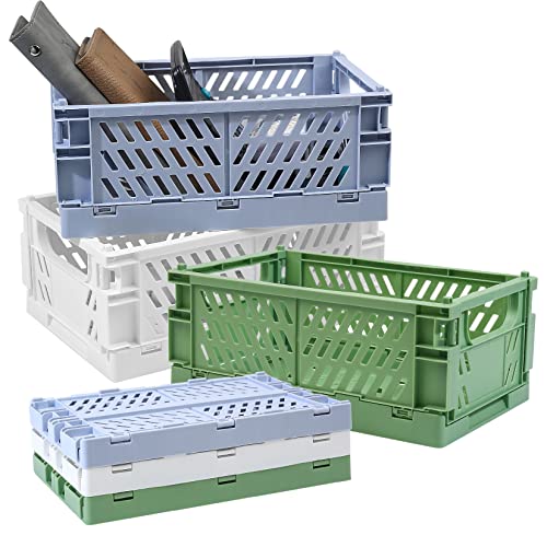 3 Pcs Pastel Crates for Storage, Plastic Baskets for Organizing, S...