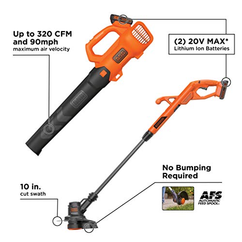 BLACK+DECKER 20V MAX Leaf Blower and String Trimmer Combo Kit BCK...