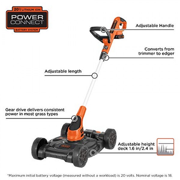 BLACK+DECKER 3-in-1 Lawn Mower, String Trimmer and Edger, 12-Inch ...