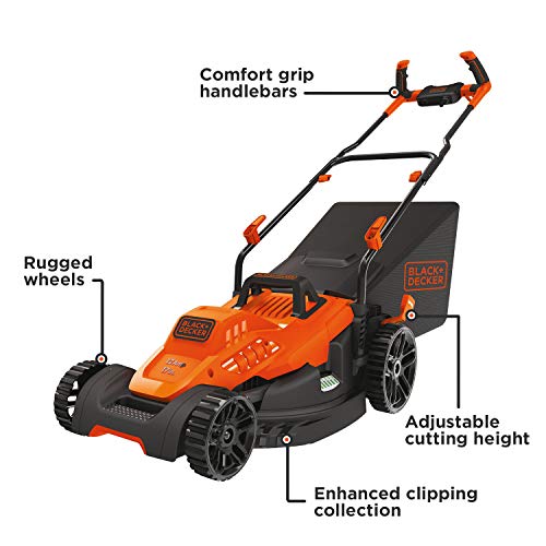 BLACK+DECKER Electric Lawn Mower, 12-Amp, 17-Inch BEMW482BH