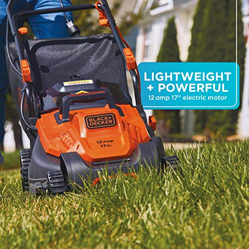 BLACK+DECKER Electric Lawn Mower, 12-Amp, 17-Inch BEMW482BH