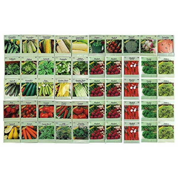 50 Packs Assorted Heirloom Vegetable Seeds 30+ Varieties All Seeds...