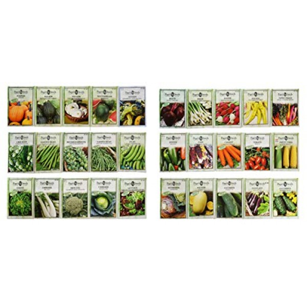 Premium 30 Variety Vegetable Seeds! All Seeds are Heirloom, 100% N...
