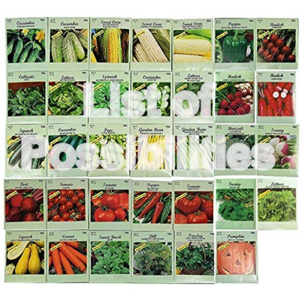 Set of 240 Vegetable and Herb Seeds - Semi Assorted - 100% Non-GMO...