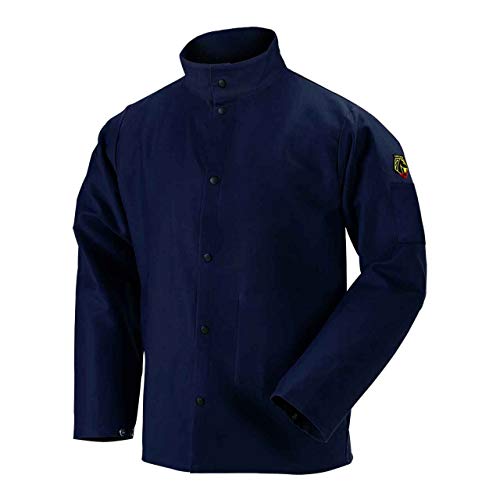 Black Stallion FN9-30C 30 9oz. Navy FR Cotton Welding Jacket, Lar...