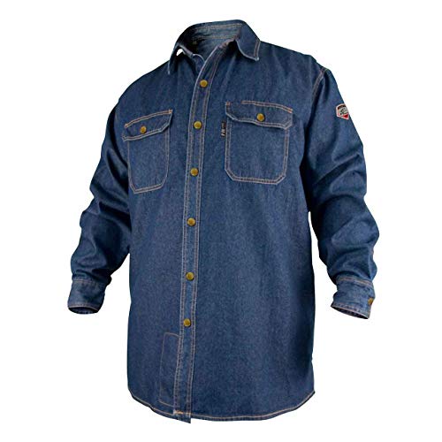 Black Stallion FS8-DNM 8 oz. FR Cotton/Denim Long Sleeve Work Shir...