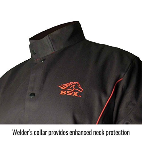 Revco BSX B9C 9oz. Black/Red Cotton Welding Jacket, Flame Resistan...