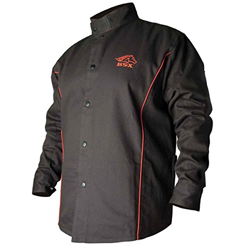 Revco BSX B9C 9oz. Black/Red Cotton Welding Jacket, Flame Resistan...