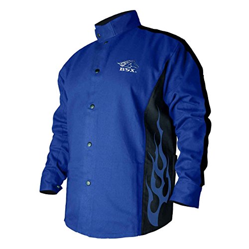 Revco BSX BXRB9C 3Xl Blue With Blue Flames Mens Welding Coat Jacke...