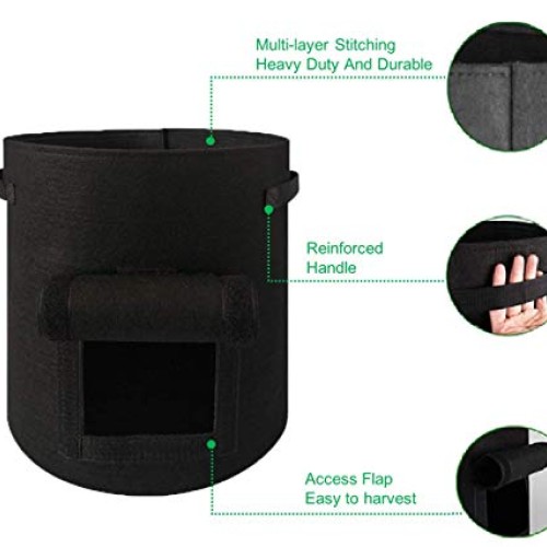 Potato Grow Bags 3 Pack 7 Gallon,Fabric Planting Pots Heavy Duty T...