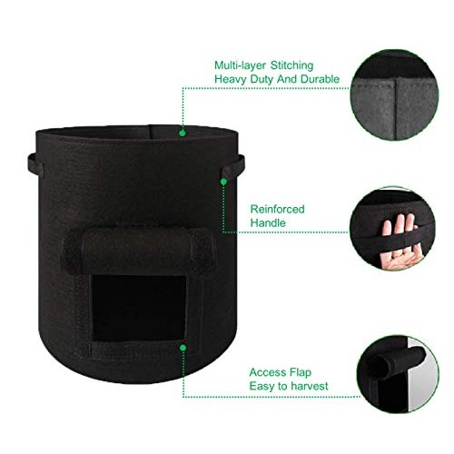 Potato Grow Bags 3 Pack 7 Gallon,Fabric Planting Pots Heavy Duty T...