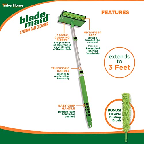 Blade Maid Ceiling Fan Cleaner- Cleaning Tool with 3 Foot Extendab...