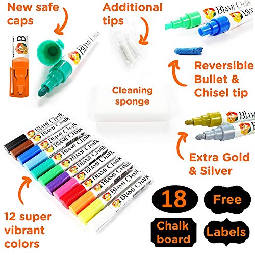Blami Arts Chalk Markers and Chalkboard Labels Pack -14 Erasable L...
