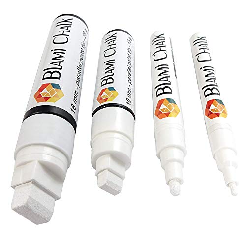 Blami Arts White Chalk Markers 4 Pack - Reversible Fine and Jumbo ...