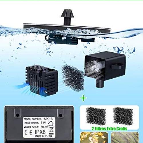 Upgraded 3W Solar Fountain Pump for Bird Bath, Bligli Solar Powere...