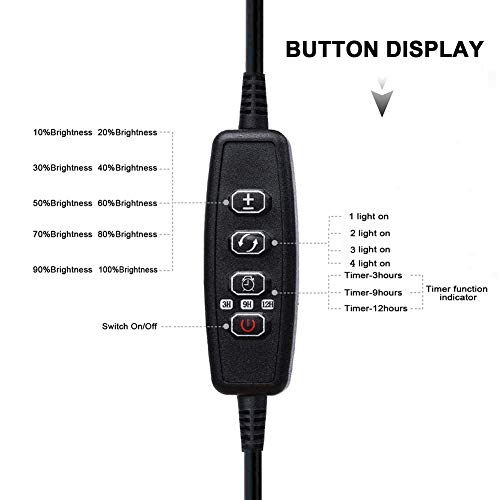 Grow Light Plant,Bliifuu Adjustable 4pcs Timing Growing Lamp Grow ...