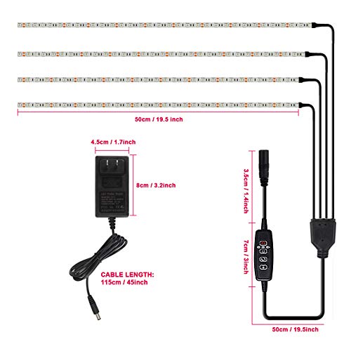 Grow Light Plant,Bliifuu Adjustable 4pcs Timing Growing Lamp Grow ...