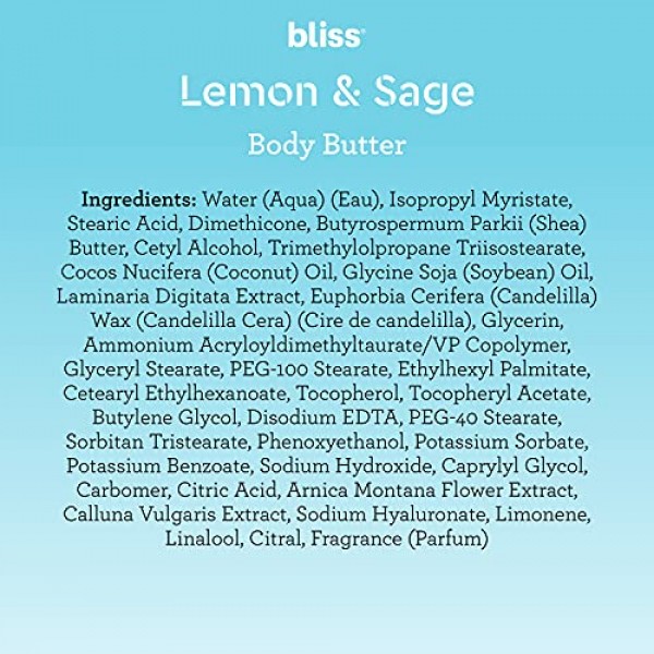 Bliss Body Butter - Lemon and Sage Body Butter - Maximum Moisture ...