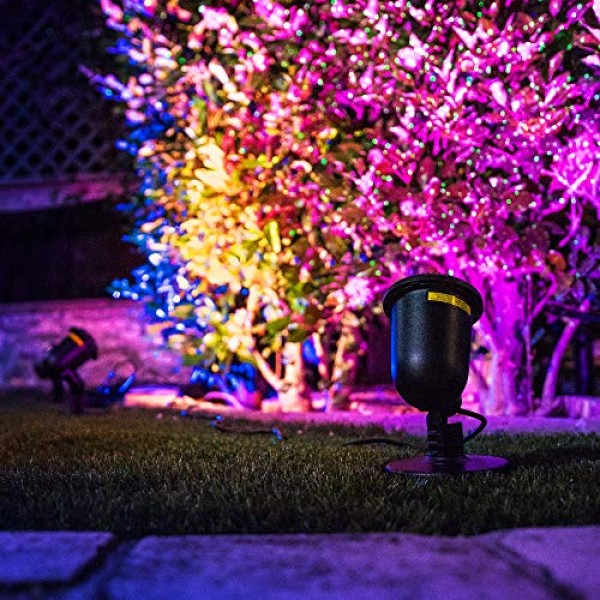 BlissLights 16 Color LED + Red Laser Projector - Indoor/Outdoor De...