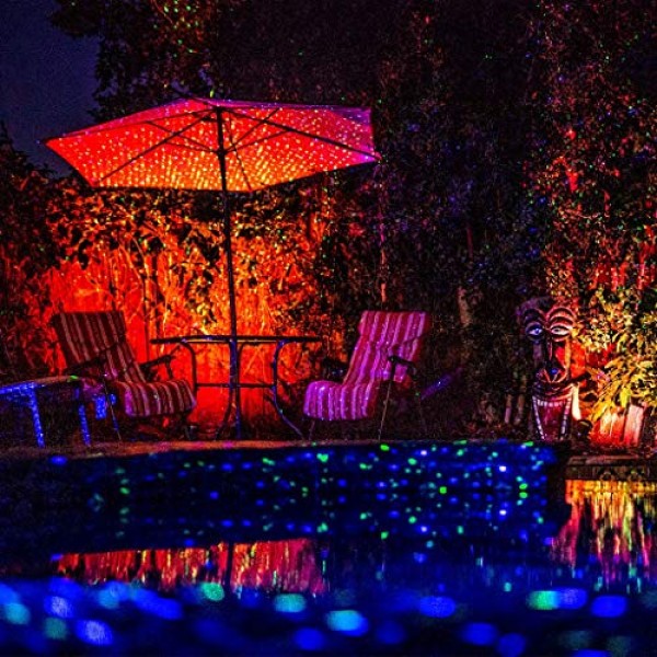 BlissLights 16 Color LED + Red Laser Projector - Indoor/Outdoor De...