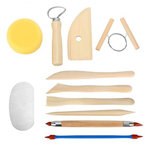 Blisstime Set of 30 Clay Sculpting Tool Wooden Handle Pottery Carv...