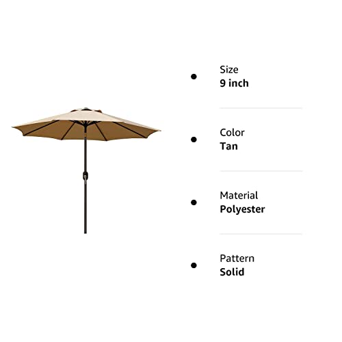 Blissun 9 Outdoor Market Patio Umbrella with Push Button Tilt and...