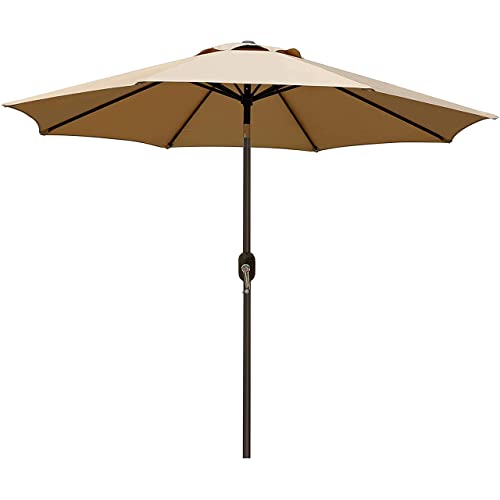 Blissun 9 Outdoor Market Patio Umbrella with Push Button Tilt and...