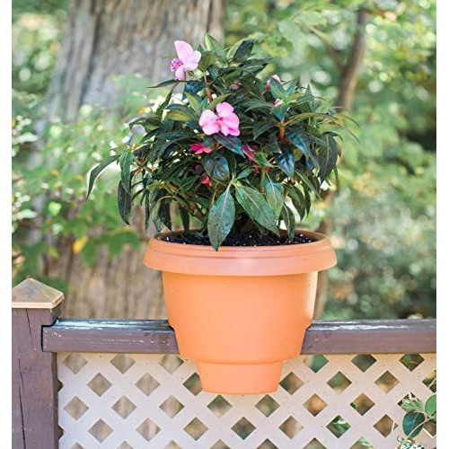 Bloem Deck Balcony Rail Planter 477121-1001, Terra Cotta, 12