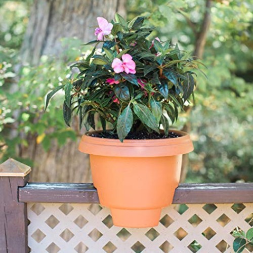 Bloem Deck Balcony Rail Planter 477121-1001, Terra Cotta, 12