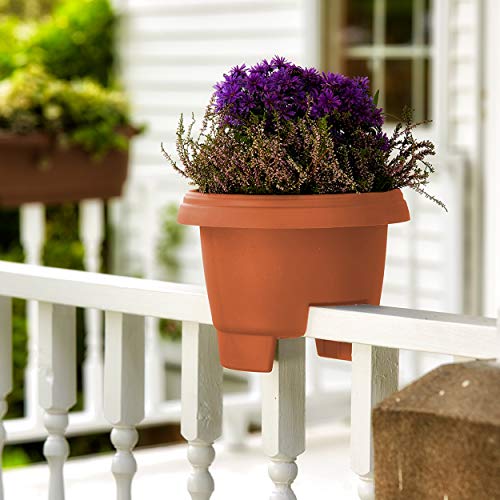 Bloem Deck Balcony Rail Planter 477121-1001, Terra Cotta, 12