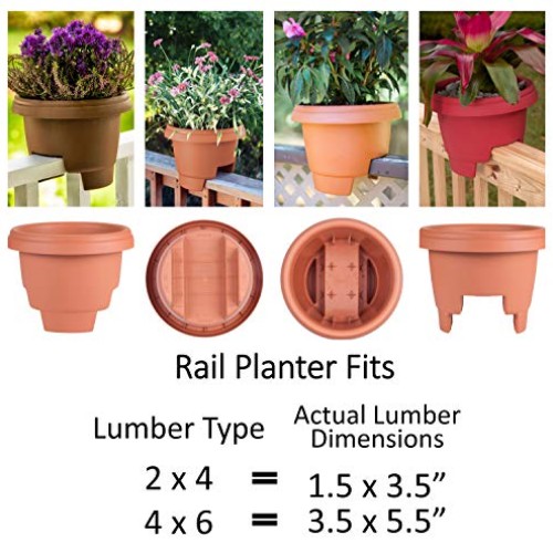 Bloem Deck Balcony Rail Planter 477125-1001, Chocolate Brown, 12