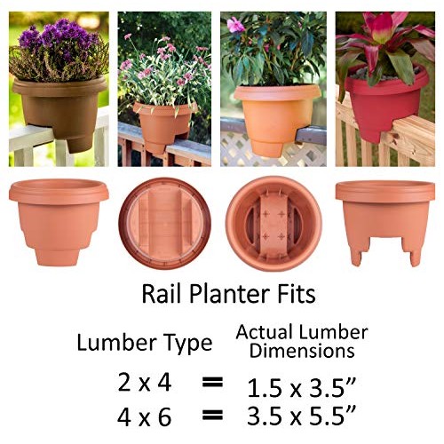 Bloem Deck Balcony Rail Planter 477125-1001, Chocolate Brown, 12