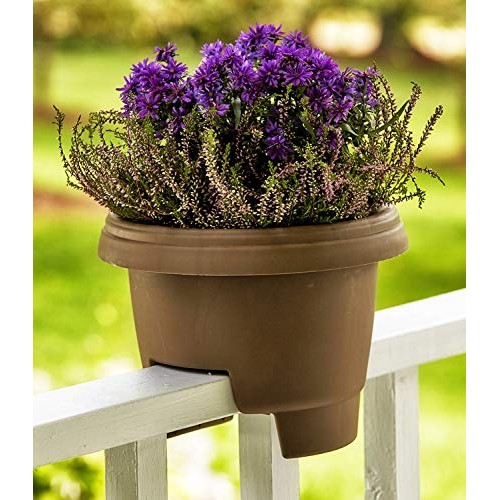 Bloem Deck Balcony Rail Planter 477125-1001, Chocolate Brown, 12