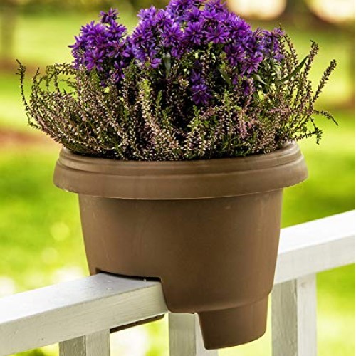 Bloem Deck Balcony Rail Planter 477125-1001, Chocolate Brown, 12
