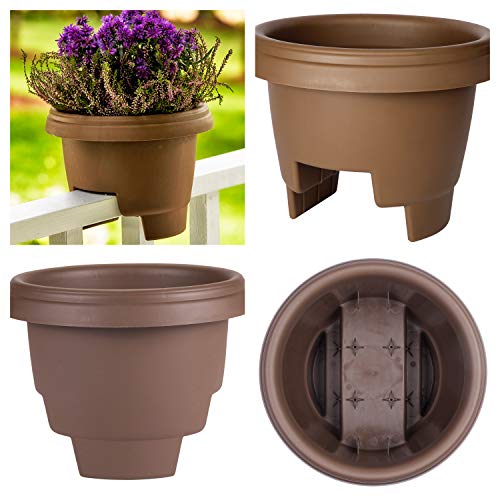 Bloem Deck Balcony Rail Planter 477125-1001, Chocolate Brown, 12