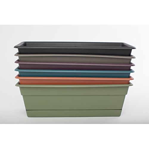 Bloem Dura Cotta Window Box Planter w/Tray, 18, Chocolate DCBT18...
