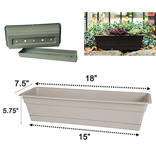 Bloem Dura Cotta Window Box Planter w/Tray, 18, Chocolate DCBT18...