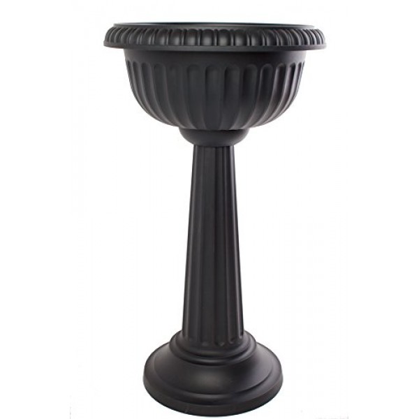 Bloem Grecian Urn Pedestal Planter, 18, Black